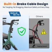 WalkMate مشاية قابلة للطي مع مقعد قابل لضبط الارتفاع، عجلات 10”، تصميم مدمج قابل للطي، أداة مساعدة خفيفة الوزن للمشي لكبار السن أطول 5.3~7 قدم، أخضر