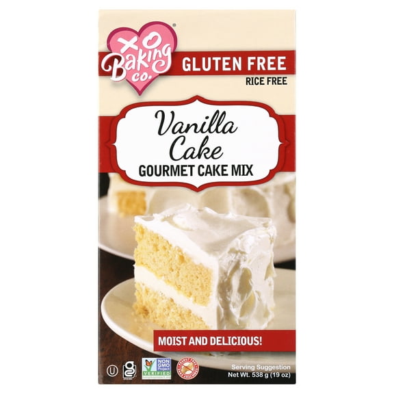 XO Baking Co. Verified Non-GMO & Gluten Free Vanilla Cake Mix, 19 oz Box