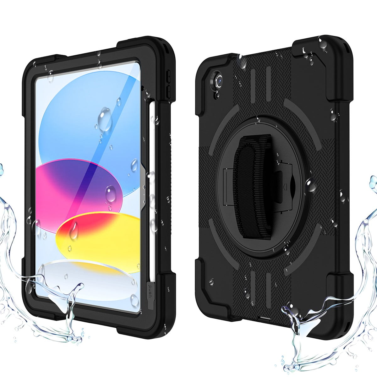 AICase Waterproof Case for iPad(A16) 11th Generation 11 inch 2025 Case Built-in Stand with Screen Protector with Pencil Holder & Shoulder Strap Handle Full-Body Rugged Cover