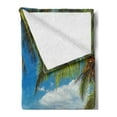 thumbnail image 2 of Tropical Soft Flannel Fleece Throw Blanket, Surreal Sea Surrounded by Palm Tree Leaves Scenic Nature Summertime, Cozy Plush for Indoor and Outdoor Use, 50" x 60", Fern Green Turquoise, by Ambesonne, 2 of 5