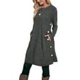thumbnail image 2 of Fantaslook Long Sleeve Womens Dresses Crew Neck Buttons Tunic Sweater Dress with Pockets, 2 of 9
