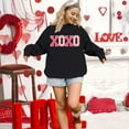 thumbnail image 5 of KimSoong Women Valentine's Day Sweatshirt Oversized XOXO Patch Love Heart Long Sleeve Tops Crew Neck Pullover, 5 of 6