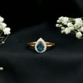 thumbnail image 3 of Rosec Jewels London Blue Topaz Teardrop Engagement Ring with Diamond Halo - 5X7 mm Pear Shaped - AAA Quality - with Jewelry Box, 18K Yellow Gold, US 11.00, 3 of 8