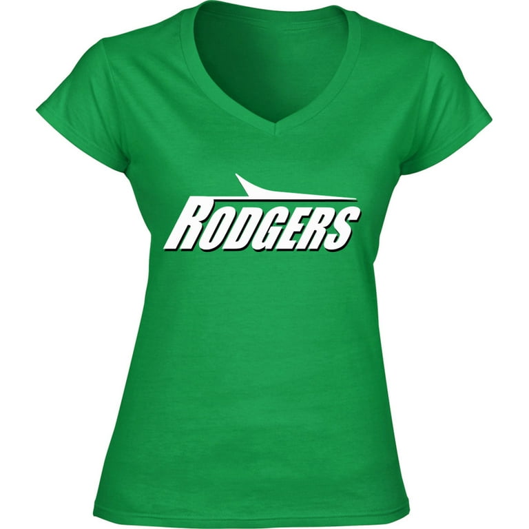 Jets Aaron Rodgers Logo LADIES V-NECK Shirt T-Shirt , 