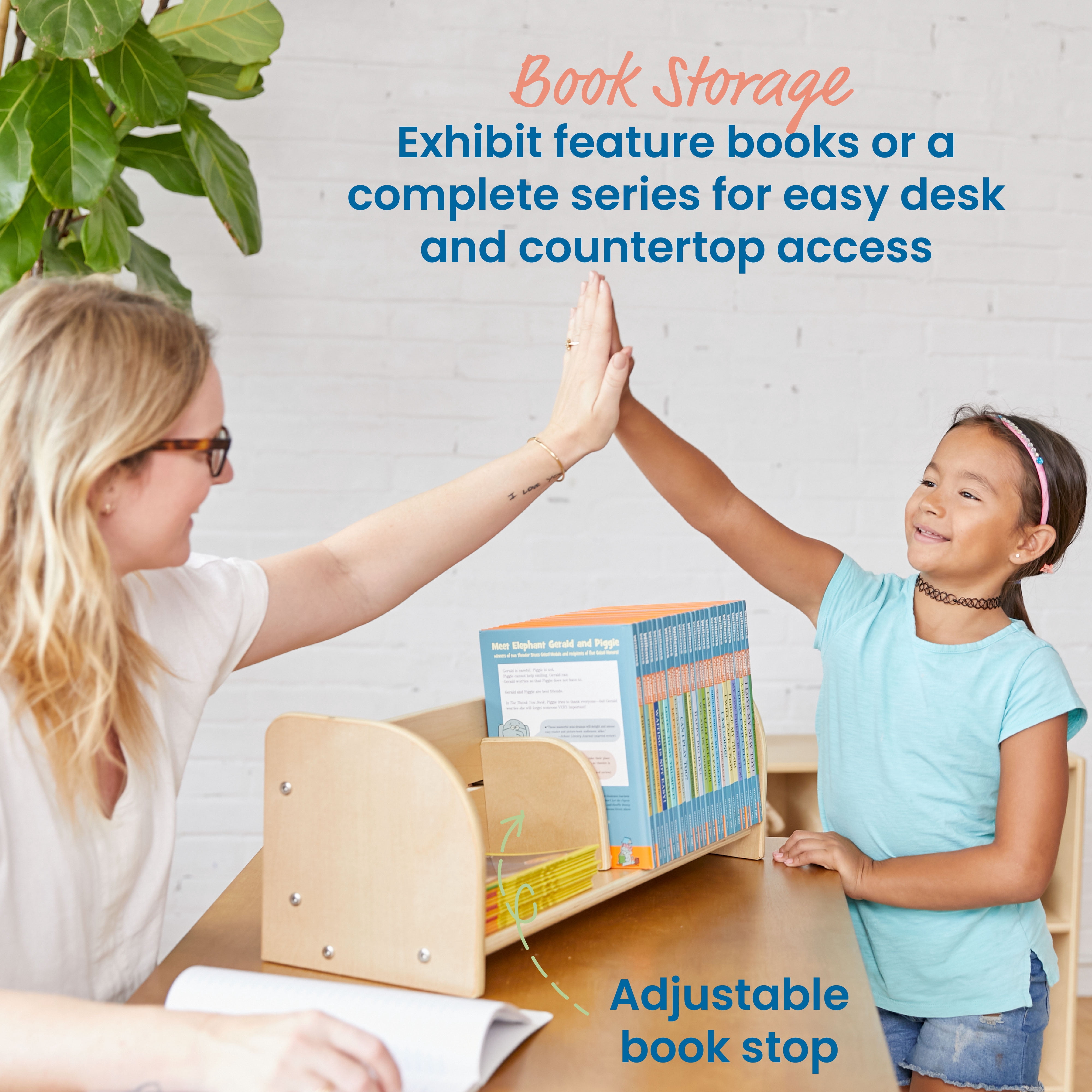 ECR4Kids Adjustable Forward-Facing Tabletop Book Display, Children's Furniture, Natural