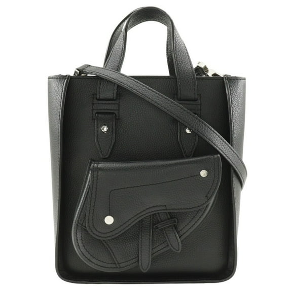 Pre-Owned Christian Dior Saddle Mini Tote Handbag Shoulder Bag Calf Black 2way A5... (Good)