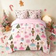 thumbnail image 3 of Manfei Snowflake Full Size Bedding Sets 7-Piece Snow Full Size Bed in a Bag, Cream Red, Pink Reversible, 3 of 6