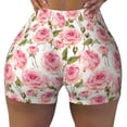 thumbnail image 2 of Lsque Rose Flowers Pattern High Waisted Biker Shorts for Women-Tummy Control Fitness Athletic Workout Running Yoga Gym Shorts,Moisture-Wicking-Medium, 2 of 9
