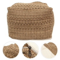 Footstool Square Pouf Ottoman Cotton Pouf Chair Handmade Woven Foot Stool Soft Knitted Cotton Linen Footrest Square Floor Cushion Tatami Seats Cushion for Living Room Ottoman Pouf