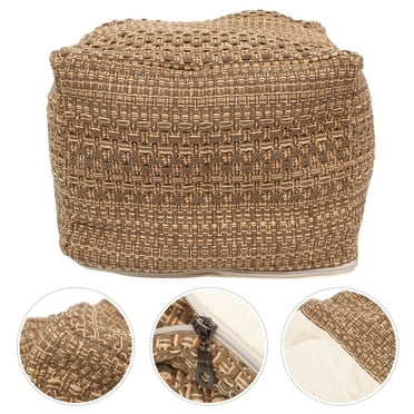 Footstool Square Pouf Ottoman Cotton Pouf Chair Handmade Woven Foot Stool Soft Knitted Cotton Linen Footrest Square Floor Cushion Tatami Seats Cushion for Living Room Ottoman Pouf