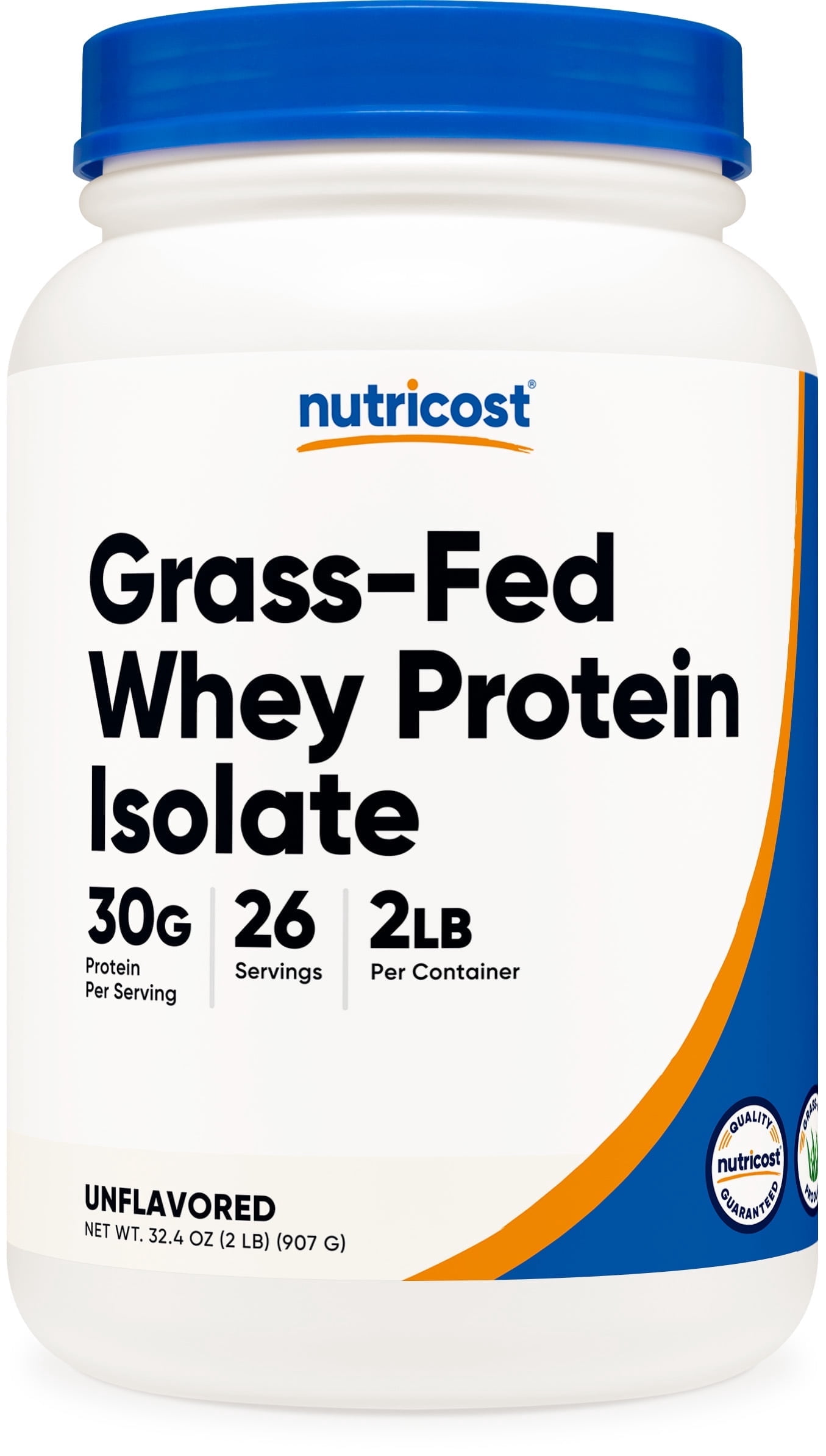 Nutricost Grass-Fed Whey Protein Isolate Powder (Unflavored) 2LBS