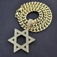thumbnail image 2 of Hip Hop Iced Gold Plated Cubic Zirconia Large Star of David Charm Pendant & 10mm 18" Cuban Chain Rapper Style Bling Jewelry Fashion Necklace Perfect Gift, Halloween, 2 of 5