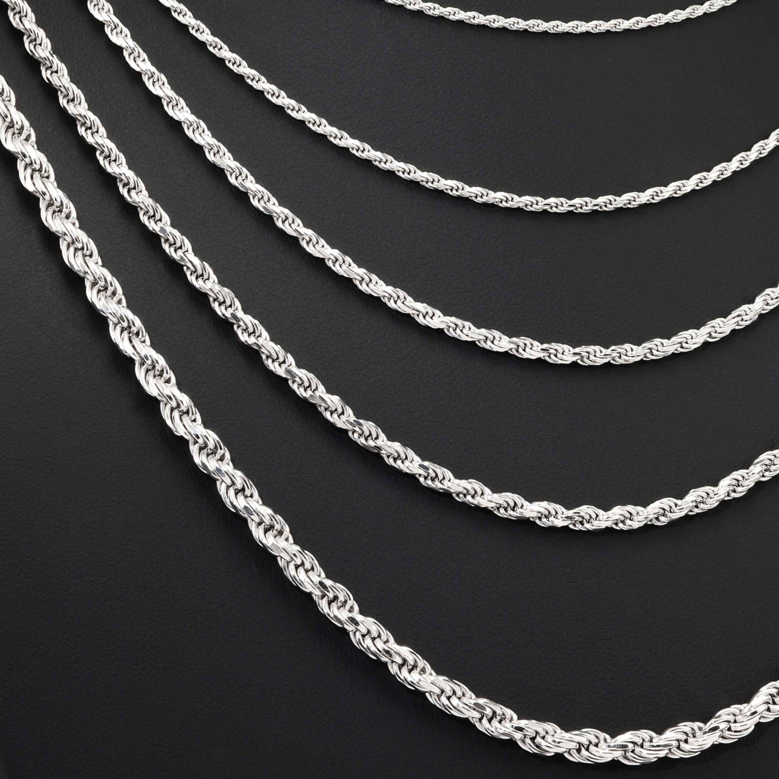 Tilo Jewelry Solid 925 Sterling Silver Rope Chain Necklace with Secure Lobster Lock | 1.75mm - 20 Inch | Everyday Necklace for Men, Women, Unisex