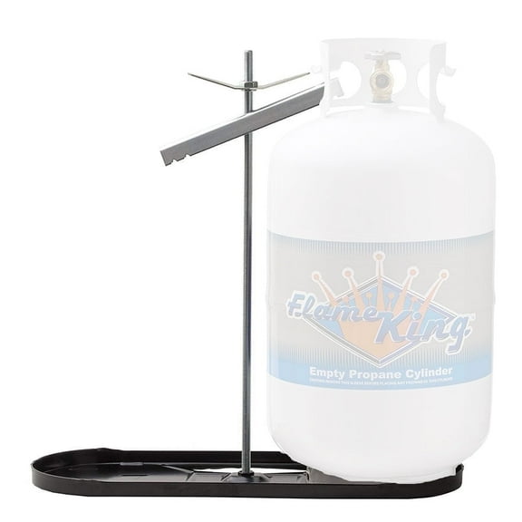 Flame King Dual Propane Tank Holder for 30lb Tanks with Mounting Bracket, Black/Silver