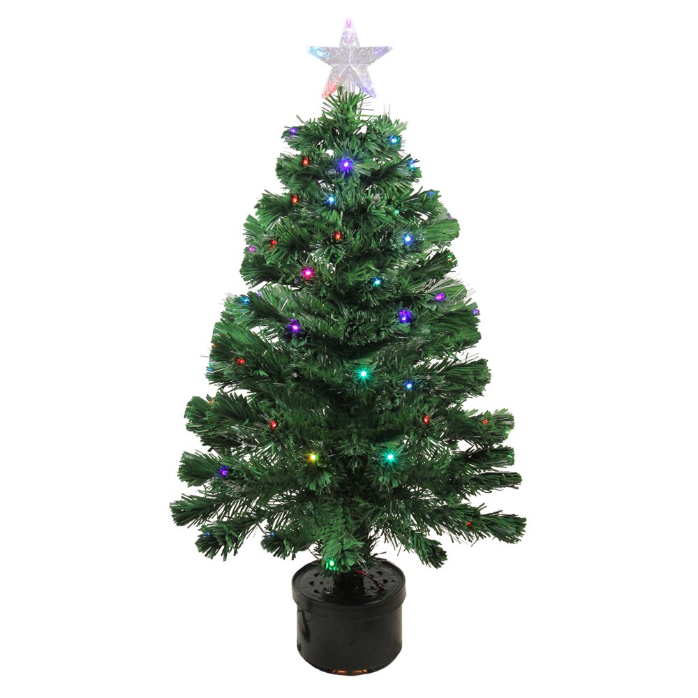 Northlight 3' Prelit Artificial Christmas Tree LED Color Changing Fiber