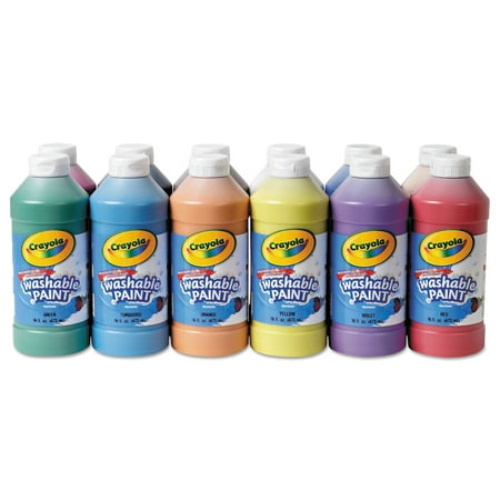 Crayola Assorted 16 Oz Washable Paint Bottles, 12
