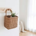 thumbnail image 4 of Hanging Woven Basket Kitchen Storage Bin Wall Mounted Vintage Style with Handle Natural Rattan 7.1x11x9.1 Inch Decorative Wall Art for Fruit Vegetables Pantry Mudroom Entryway Decor, 4 of 6