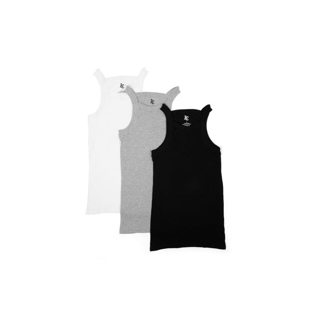 3 Packs AC Basics Débardeurs en Coton Style G-unit pour Hommes Coupe Carrée A-Shirts Côtelés
