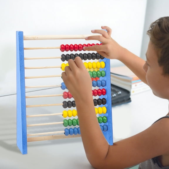 Wooden Abacus Math Toy 10 Row Colorful Beads Counting Frame for Early Learning Educational Calculation Development