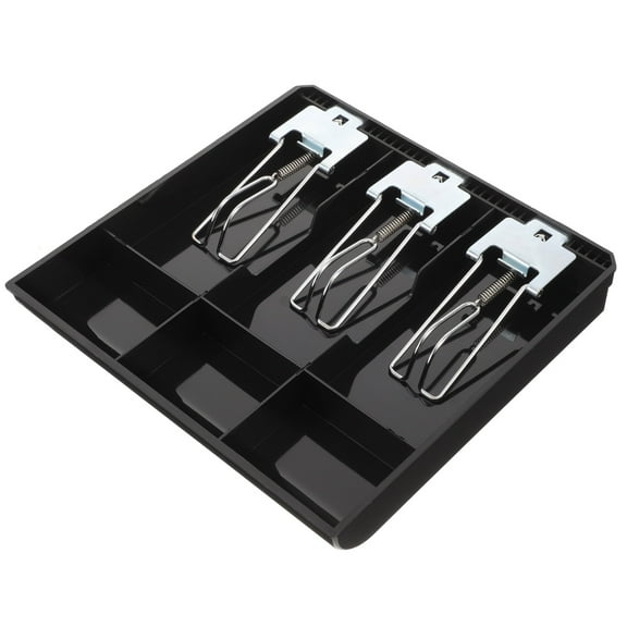TOYMYTOY Cash Drawer Tray Black Plastic Metal Storage for Cash Checks Cards