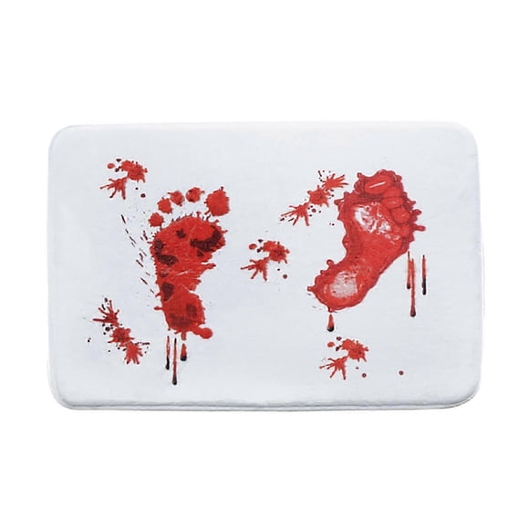 26-27 Halloween Blood Bathroom Carpet Durable Rug Carpets Creepy Pads With Red Footprints Thrilling Shower Anti-slip