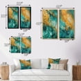 thumbnail image 4 of Designart "Golden Turquoise Breakers Abstract Waves V" Abstract Shapes Framed Wall Art Set Of 2 - Transitional Gold Gallery Wall Frame Set For Home Decor, 4 of 6