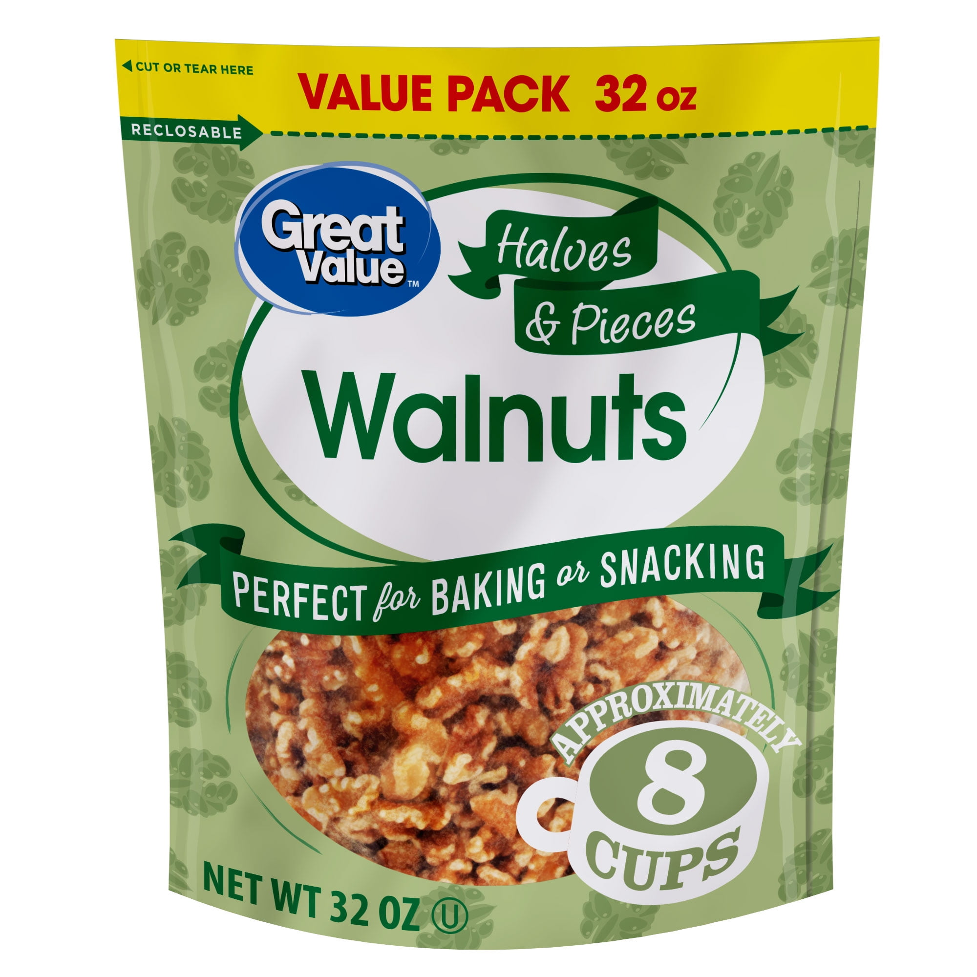 Great Value Halves & Pieces Walnuts Value Pack, 32 oz Walmart