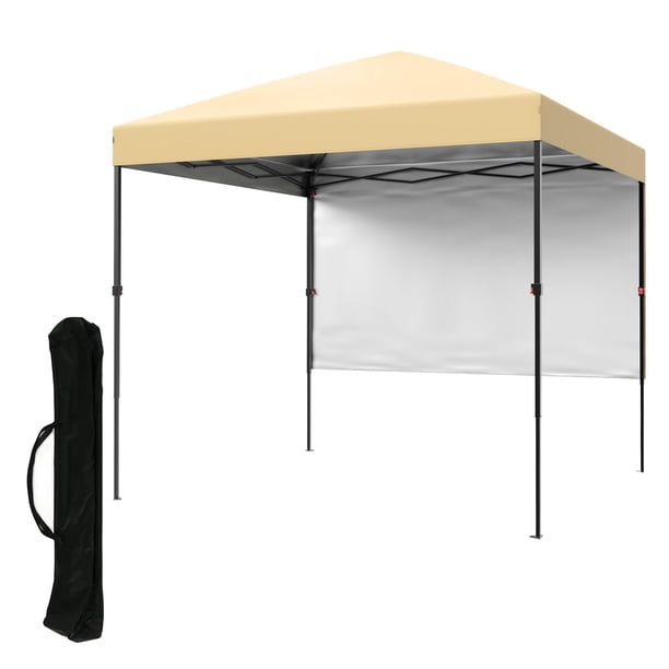 Gazebo Plegable para Jardín 2.5x2.5m - Toldo Impermeable con Protección UV y Altura Ajustable - Incluye Pared Lateral, Bolsa y Accesorios - Ideal para Terraza/Camping (Color Beige, 1 Unidad)