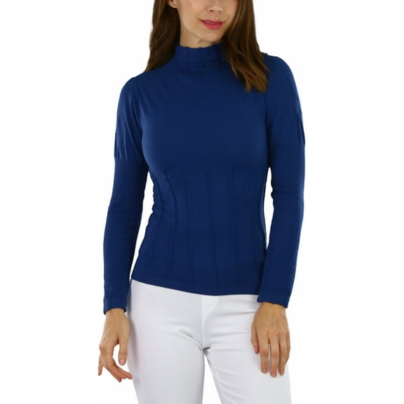 ToBeInStyle Women's Seamless Textured Long Sleeve Turtleneck Blouse