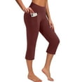 thumbnail image 3 of ORQ Women Solid Hip Lifting Fitness Pockets Slim Capris Yoga Pants, 3 of 6
