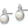 thumbnail image 2 of Sterling Silver Rhodium-Plated Fw Cultured Pearl & Diam. Earrings (13 X 7) Made In India qbe18jun, 2 of 5