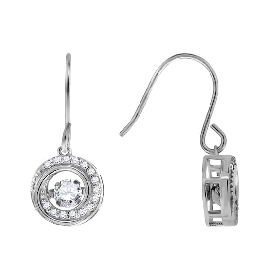 925 Sterling Silver Womens Moving Sparkling Cubic Zirconia Dangle Fashion Earrings Dangle Earring for Women