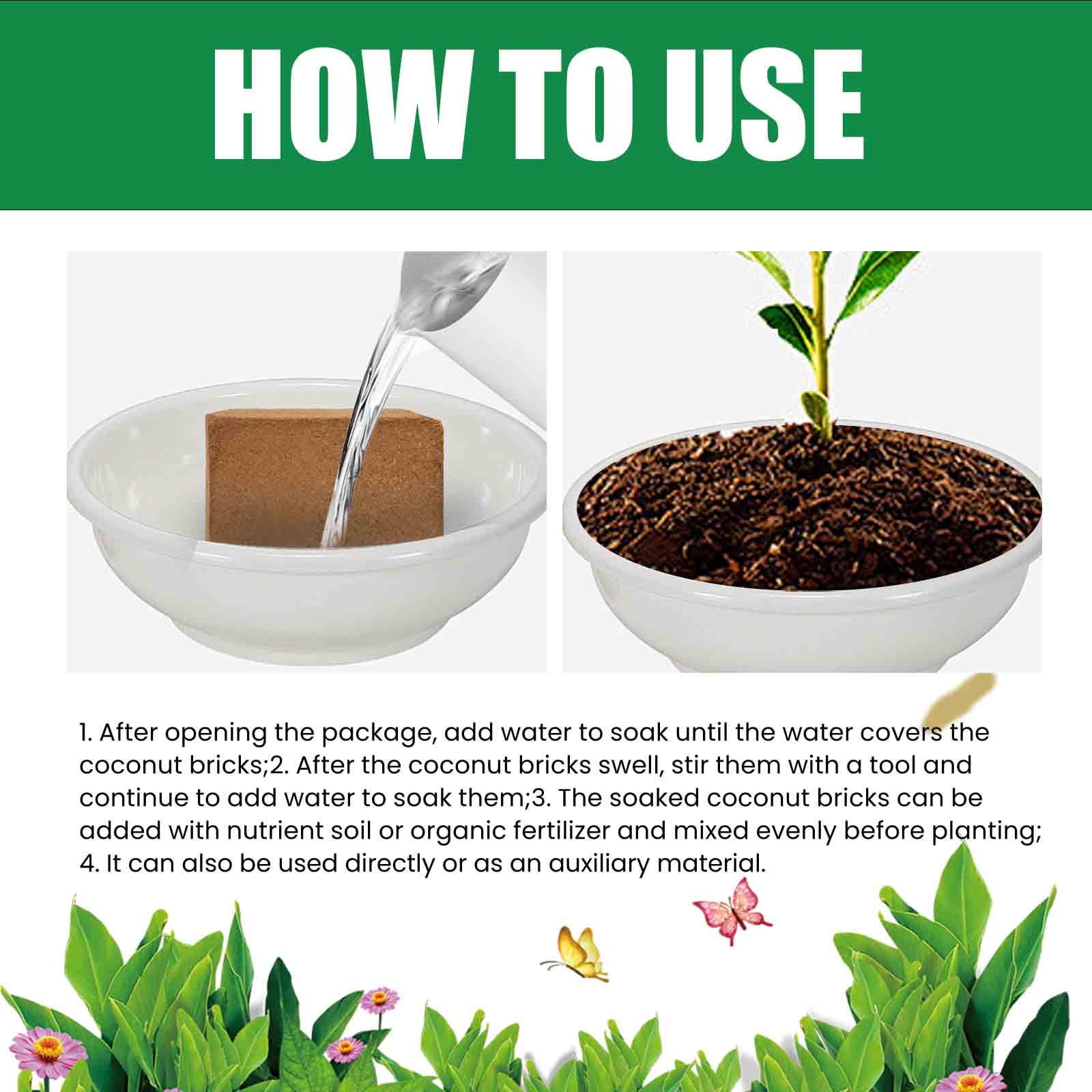 Coco Coir Brick for Plants-3 Pack Premium Coconut Bricks, 100% Organic Peat Moss, Fiber Coconut Husk for Planting, Gardening, Potting Soil Substrate