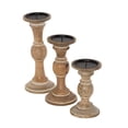 thumbnail image 6 of DecMode 3 Candle Light Brown Wood Candle Holder, Set of 3, 6 of 9