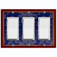 thumbnail image 1 of Metal Light Switch Plate Cover Elegant Blue Floral Damask Maroon Frame FRA037, 1 of 13