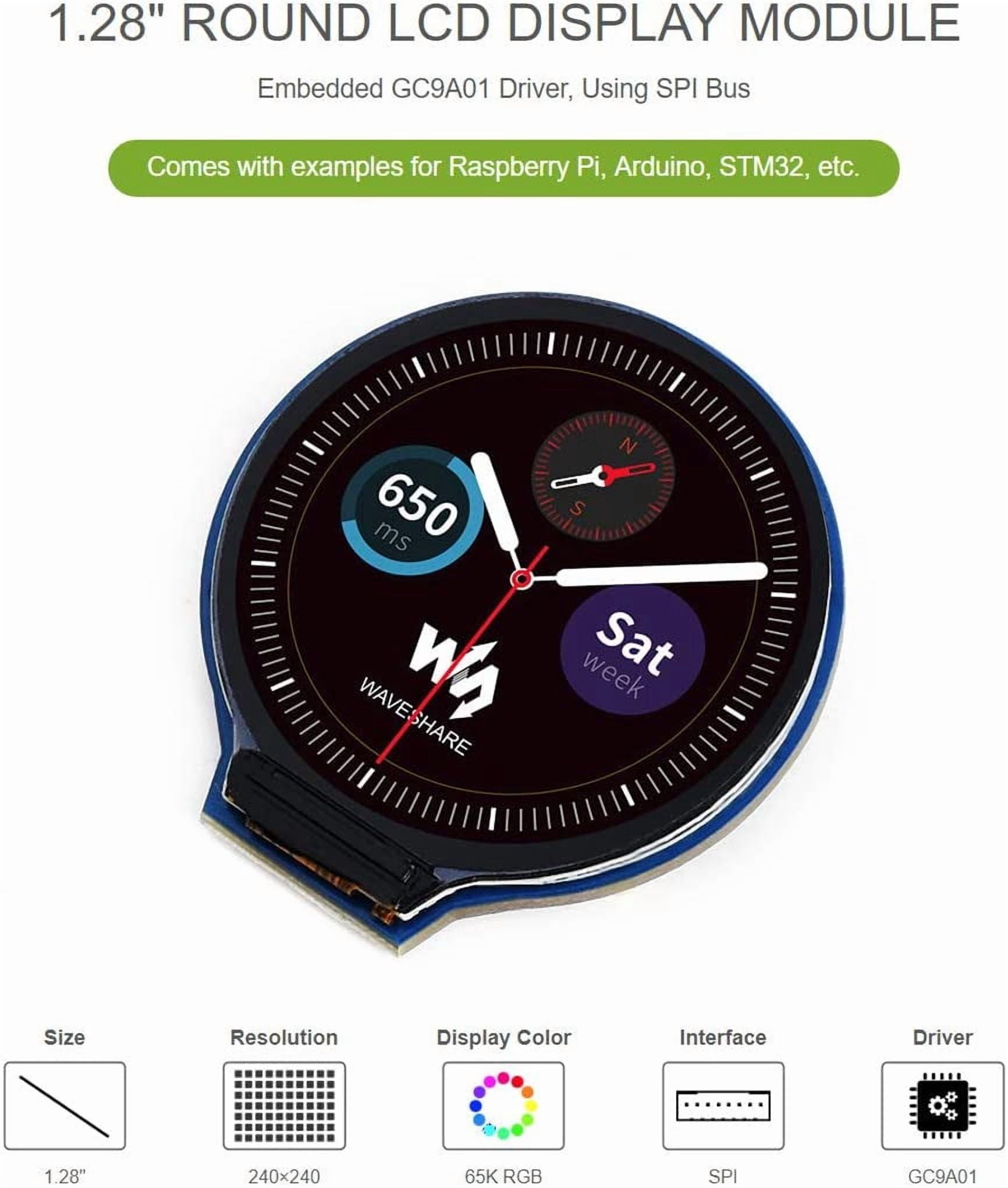 1.28 inch Round LCD Display Module for /Jetson Nano 65K RGB Colors 240×240 Resolution with SPI Interface Embedded GC9A01 Driver