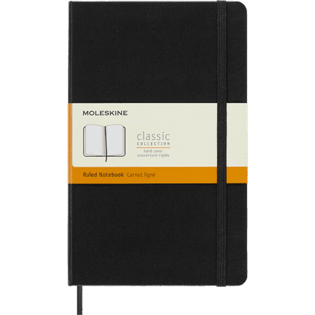 Moleskine Classic Notebook, Hard Cover, Large (5" x 8.25"), Ruled, Black