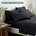 thumbnail image 6 of Bare Home Luxury Bed Sheet Set - Premium 1800 Collection - 6 Piece - King, Black, 6 of 8