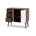 thumbnail image 2 of Baxton Studio Leena Mid-Century Modern Two-Tone White and Walnut Brown Acabado de madera con 3 cajones Buffet Baxton Studio 10455, 2 of 2