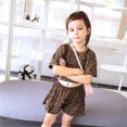thumbnail image 2 of SONGGE Toddler Kids Baby Girls Leopard Print Summer Clothes Set T Shirt And Short Pants 2pcs Outfit Sets Back To School Relaxed Fit Clothes Sets, 2 of 9