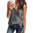 thumbnail image 2 of RYRJJ Womens Tank Tops V Neck Waffle Knit Summer Casual Solid Sleeveless Loose Tee Shirts Soft Comfy Loose Tunics Blouses Vest(02#Dark Gray,XL), 2 of 5