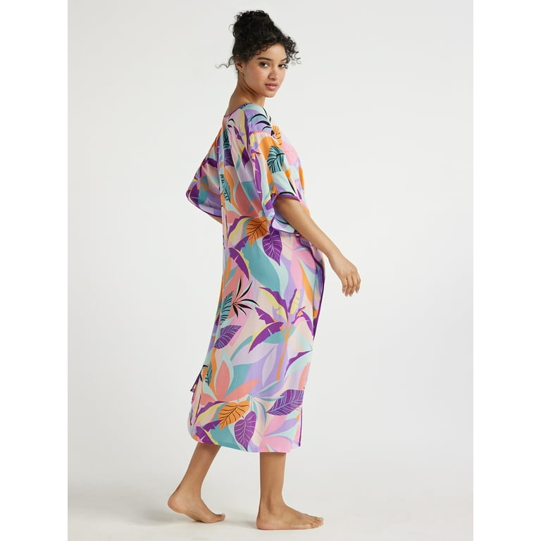 Joyspun Women s Woven Print Sleep Caftan Sizes S to 4X Walmart