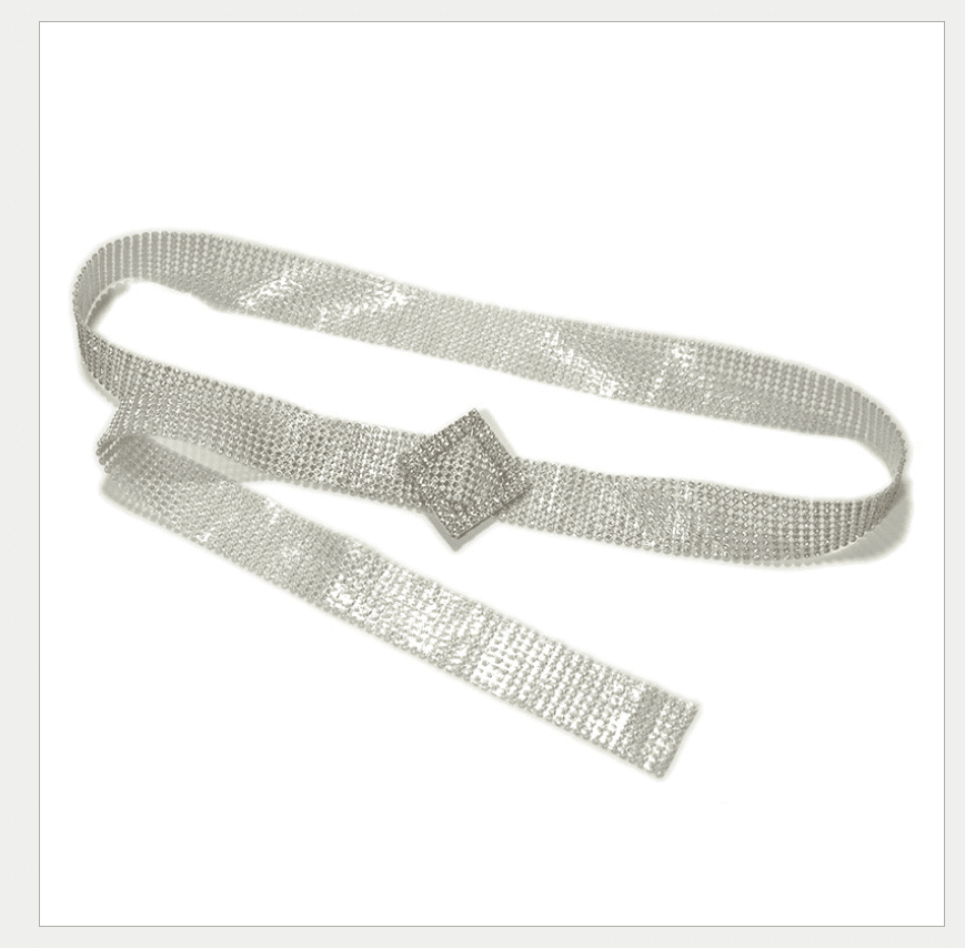 Laser Crystal Studded Thin Belt Women Pin Buckle Glitter Waist Chain Strap Cool 