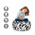 thumbnail image 2 of Swans Storage Toy Bag Chair, Greyscale Pattern of Floating Feathers on Plain Backdrop Simple Silhouettes, Stuffed Animal Organizer Washable Bag, Small Size, Grey Charcoal Grey, by Ambesonne, 2 of 3