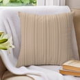 thumbnail image 3 of Pillow Covers 18x18 Set of 2, Beige Tan Throw Pillow Covers Decorative Couch Cushion Cover, Farmhouse Striped Modern Artwork Microfiber Soft Square Pillowcases for Bedroom Living Room Sofa, 3 of 9