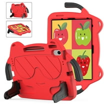 Dteck Cute Kids Case for iPad 10th Generation 10.9 Inch 2022 / iPad Air 5 / iPad Air 4 Silicone Child Proof Boys Girls Case with Built-in Pencil Holder Kickstand Handle Grip for 10.9 Inch iPad,Red