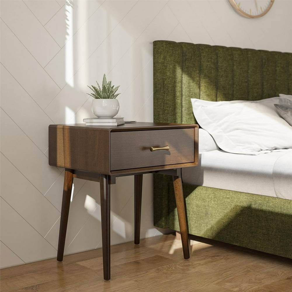 Novogratz Brittany 1 Drawer Nightstand, Walnut