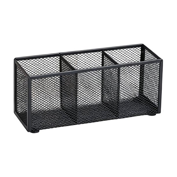Organizador de escritorio de malla metálica,portalápices,organizador de 3 compartimentos para artículos de oficina,aula y hogar,ideal para bolígrafos,marcadores y clips.
