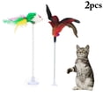 thumbnail image 1 of 2PCS Cat Teaser Toy Faux Feather Mouse Bell Spring Suction Cup Cat Wand Pet Toy, 1 of 10