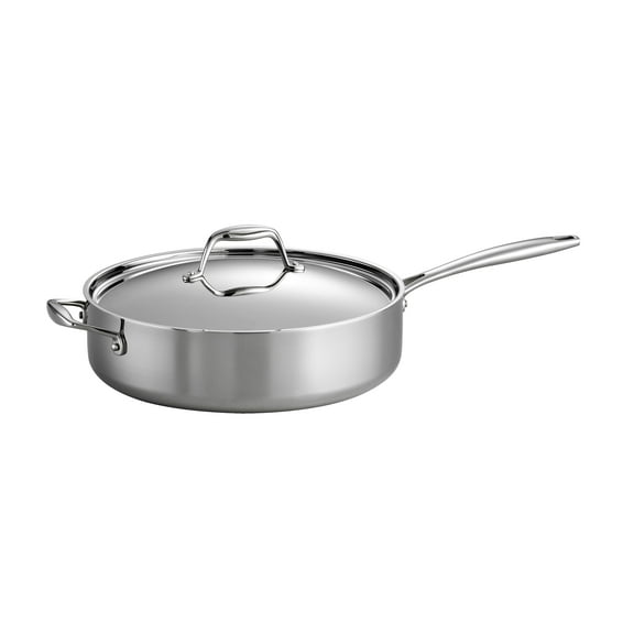 Tramontina 6 QT Covered Deep Saute Pan Tri-Ply Clad Stainless Steel Induction Sea Gourmet 80116/073DS